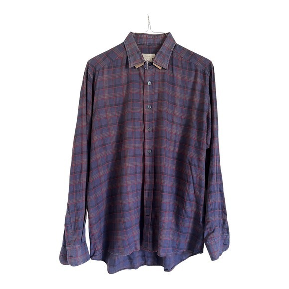 Etro Blue Flannel Men Shirt Size 42 - Picture 1 of 6
